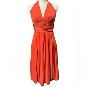 Old Hollywood Marilyn Monroe Bubble Skirt Dress  Vintage CACHE Orange Coral Sz 2